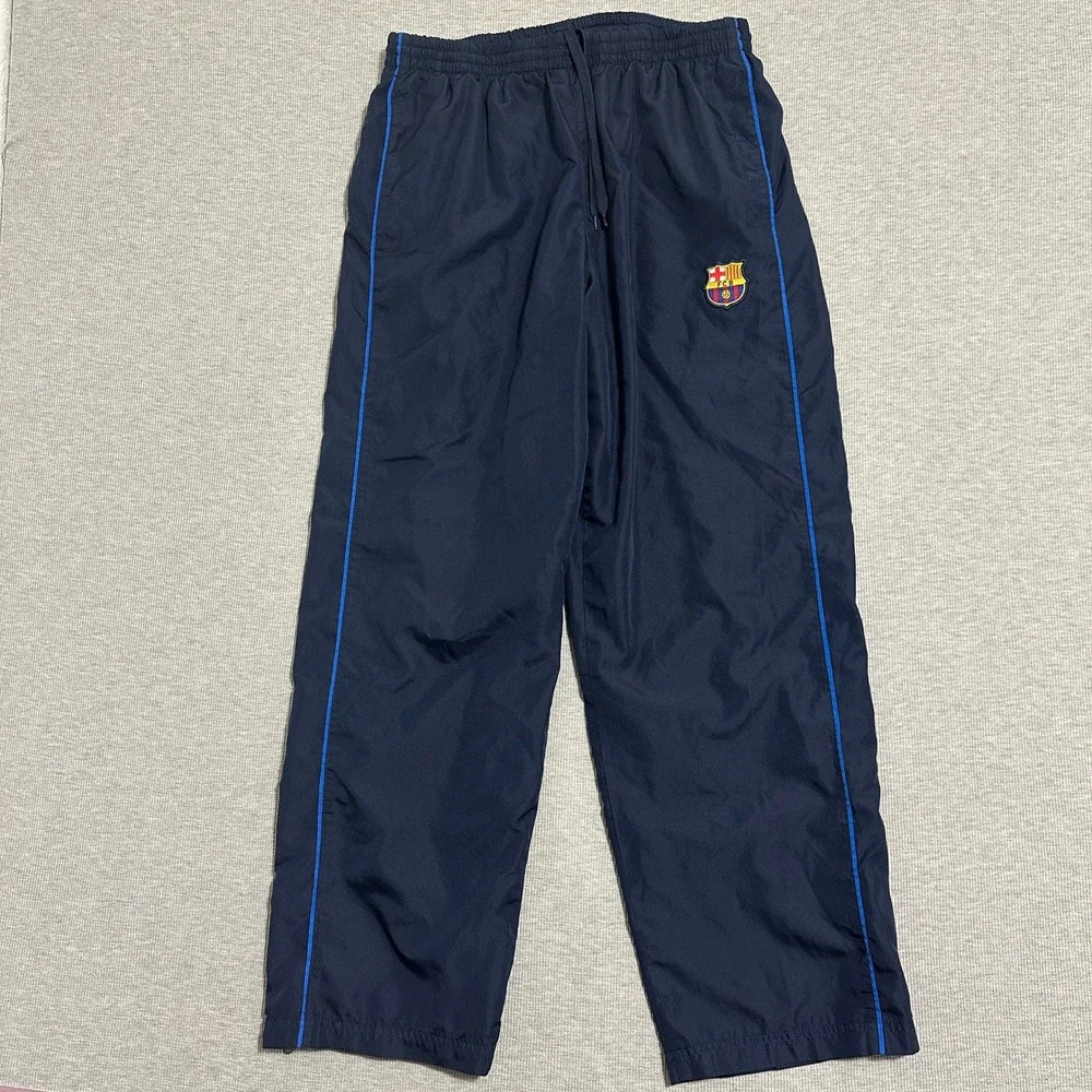 FC Barcelona Navy Blue Soccer Track Pants Mesh Lined Ankle Zip FCB Mens Large